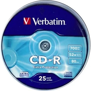 Verbatim CD-R записваеми CD 700MB 25бр цилиндрични 43432 (43432)