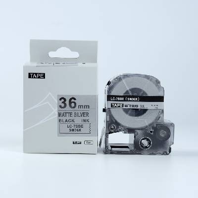 Compatible Epson LK-7SBM, SM36X, 36mm x 9m, черен печат / матов сребърен фон, съвместима лента (LKSM36X)