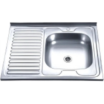 Inter Ceramic Кухненска мивка ICK 8660A R, алпака, дясна, с отвор за смесител, 80x60см (8660A R)