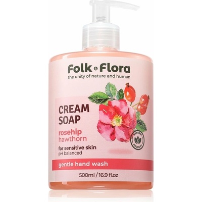 Folk & Flora krémové tekuté mýdlo Rosehip & Hawthorn 500 ml