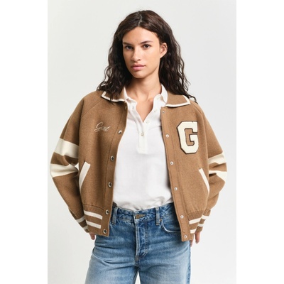 GANT GANT VARSITY KNITTED JACKET WARM KHAKI