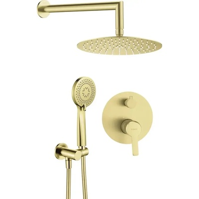 Deante Полша Комплект матиран златен душ за вграждане тип дъжд Arnika Brush Gold