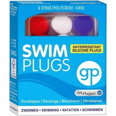 Get Plugged Swim Plugs silikonové špunty do uší na plavání, 6 ks