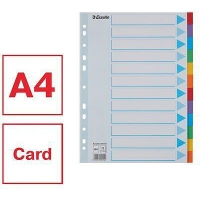 Registre "Standard", popisovateľná titulná str., mix farieb, kartón, A4, 12 dielov, ESSELTE