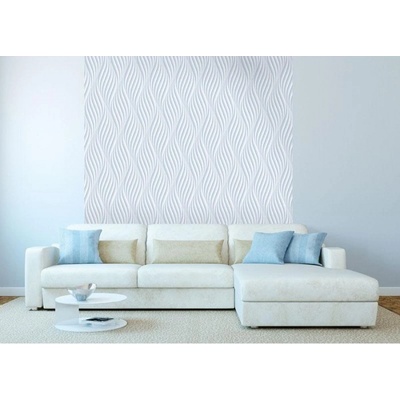 DIMEX ART Луксозна флизелинова тапета сиви вертикални вълни