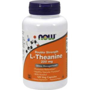 NOW NOW L-теанин с двойна сила на инозитол, 200 mg, 120 вегетариански капсули