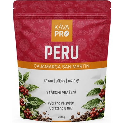KávaPRO Peru Cajamarca San Martin výběrová káva mletí moka 250 g
