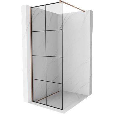 Mexen Kioto душова стена Walk-in 70 x 200 см, черна решетка 8 мм, розово злато (800-070-101-60-77)