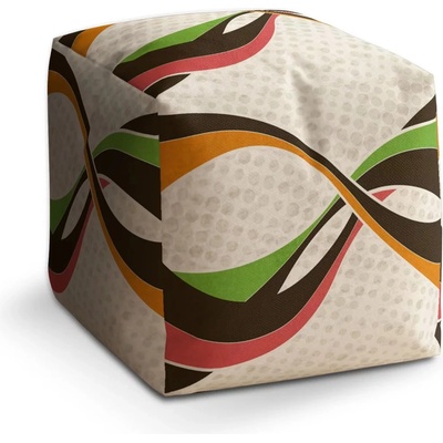 Sablio Taburet Kostka Retro abstrakce: 40x40x40 cm