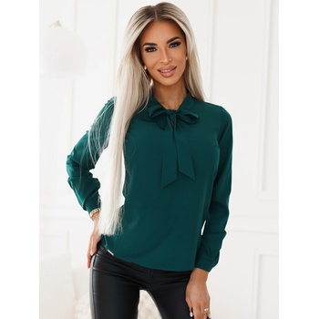 Numoco Зелена дамска блуза с дълъг ръкав и вратовръзка отпред Numoco numoco | Zelen | ЖЕНИ | XS