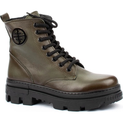 Зелени дамски боти от естествена кожа