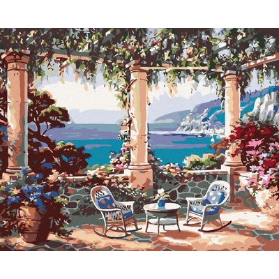 zuty malování podle čísel Posezení s výhledem na moře 100 x 80 cm vypnuté plátno na rám