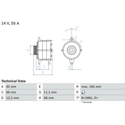BOSCH Alternátor 12V 55A s kolem REPAS.