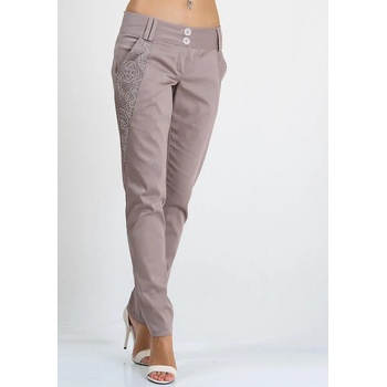 Image 1 of Rumena Дълъг бежов панталон с дантелени елементи rumena