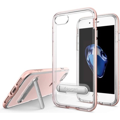 Spigen Crystal Hybrid Case - хибриден кейс с поставка и висока степен на защита за iPhone 8, iPhone 7 (роз. злато-прозрачен)