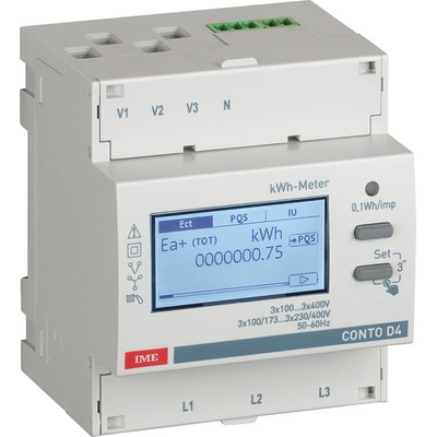 Legrand Трифазен мерител за ДИРЕКТНО мерене на ел. енергия Conto D4-Pd, Modbus, 2 тарифи, за DIN монтаж 4 мод, 63A, IME - CE4DF3 (CE4DF3DTCL1)