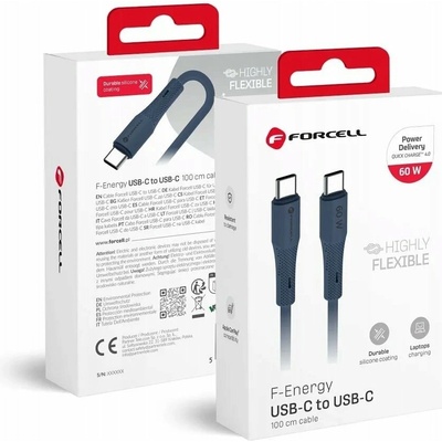 ForCell C344 USB USB C na USB C QC4.0 PD 3A 60W Silikonový 1m tmavě modrý