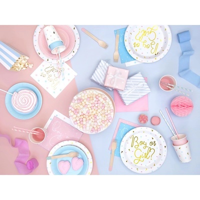 SDR1-001J Party Deco Jednorázové príbory prírodné drevo 16cm Modrá