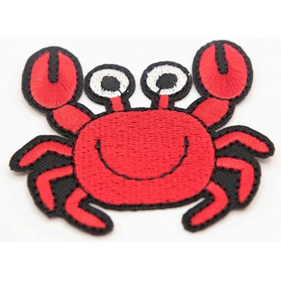 Nažehľovacia záplata - krab - červená - rozmer 5,5 cm x 5 cm