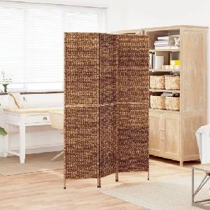vidaXL Разделител за стая, 3 панела, кафяв, 122x180 см, воден хиацинт (355192)