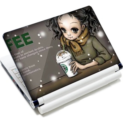 Samolepka, skin Huado na notebook 12"-15,6" Diveča s kávou