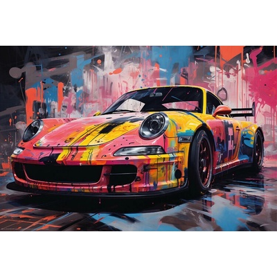 Plagát, Obraz - Sport Car GT911 in Graffiti Style, 91.5 × 61 cm
