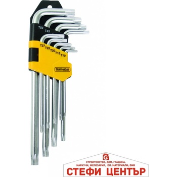 Topmaster Professional Шестограми торкс с отвор к-т 9бр средни cr-v tmp (390123)