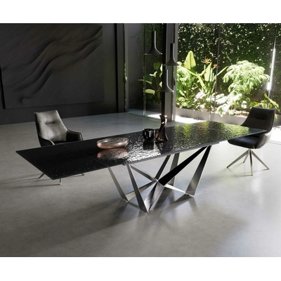 DELIFE Edge 200-300 x 100 sklo s reliéfem kouřově černé 3D design Spider plochá ocel nerezová ocel rozkládací