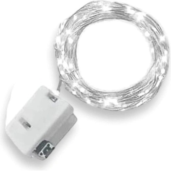 Senzanakupy Mini reťaz 2 m 20 LED na batérie, 3 programy – studená biela