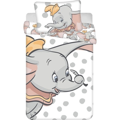 Jerry Fabrics Бяло-сиво памучно детско спално бельо 100x135 cm Dumbo "Dots" - Jerry Fabrics (601.02.1099.03.JF)