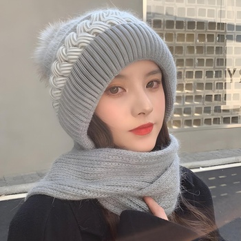 HARAHU Шапка с шал - Сива kp21356 (21356)