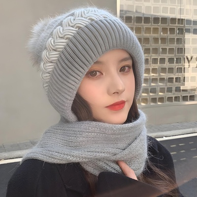 HARAHU Шапка с шал - Сива kp21356 (21356)