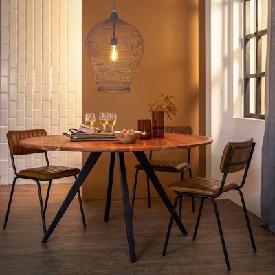 Light & Living Mimoso Kulatý jídelní stůl s dřevěnou deskou z akáciového dřeva