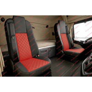  Комплект 1+1 тапицерия от еко кожа за mercedes actros mp4 euro 6 2015-2021 - червено-черно