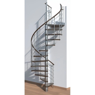 Minka Venezia Grey Walnut - točité schody, průměr 120 cm, 140 cm nebo 160 cm · nášlapy buk · šedá barva konstrukce
