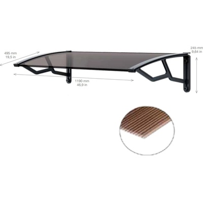 ARTPLAST vstupná strieška 50 × 120 cm dymová