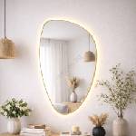 Baltica Design Baltica Design- LED огледало с вградена подсветка STONE FLUID 15W/230V 4500K 92x55 cm IP65 златисто (DB0040)
