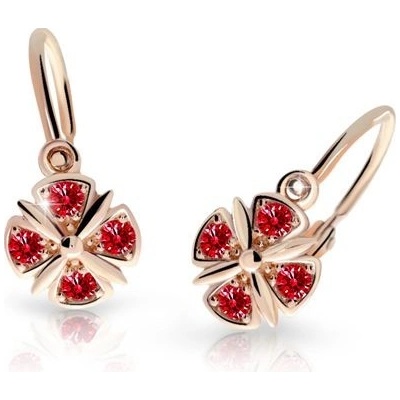 Danfil dětské náušnice C2245 z růžového zlata s kamínky Ruby Dark zapínání brizura