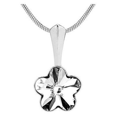 SILVEGO Strieborný prívesok kvetina so Swarovski Crystals 10 mm-bezfarebná VSW016P-bezbarvá