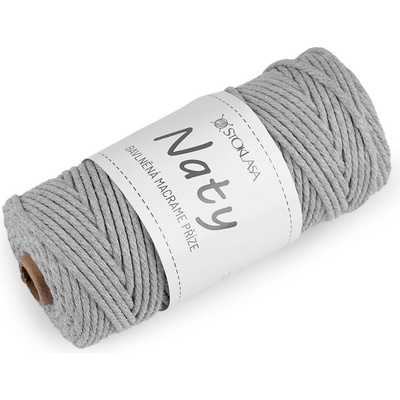 Bavlněná pletací příze macrame Naty Ø3 mm rozčesávací Varianta: 19 šedá světlá, Balení: 1 ks