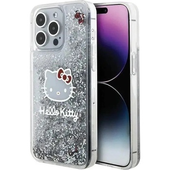 Hello Kitty Кейс Hello Kitty Liquid Glitter Charms Kitty Head за iPhone 15 Pro Max, сребрист (KXG0078947)