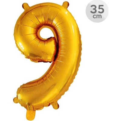 JUNIOR Balón narozeninový 35 cm číslo 9 zlatý