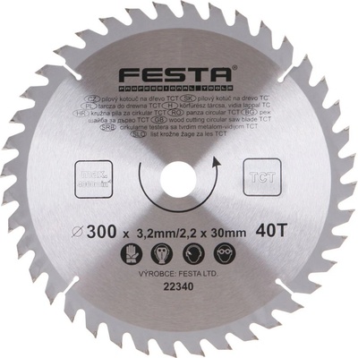 Festa Pilový kotouč s SK plátkem, 300 x 30 mm, 40 zubů, TCT 22340