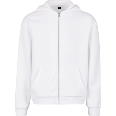 Build your Brand Hebká pánska mikina na zips Fluffy Biela