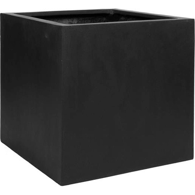 Pottery Pots květináč čtvercový Block L Black Natural Fiberstone 50 x 50 x 50 cm