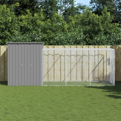 vidaXL Kurník s výběhem světle šedý 165 × 455 × 181 cm pozinkovaná ocel 9799.3189114