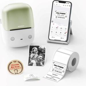 NIIMBOT Принтер за етикети B2 PRO, 1AC9645281A зелен + ролка етикети 230 бр (1AC9645281A)