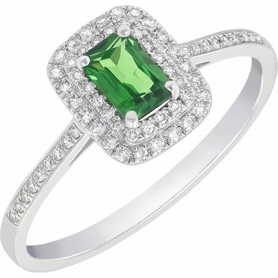 Eppi zlatý prsten s emerald tsavorit granátem a diamanty Kanie R32982