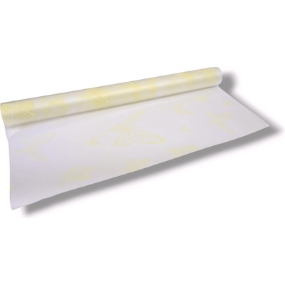 Floristická fólie průsvitná 50cm x 9,1m design motýlci 21 světle krémová