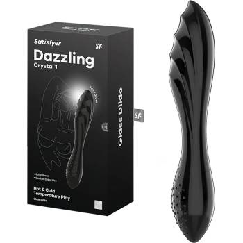 Image 1 of Стъклено дилдо с два различни края, 18, 2см. - Dazzling Crystal 1 Black (SATISFY437)